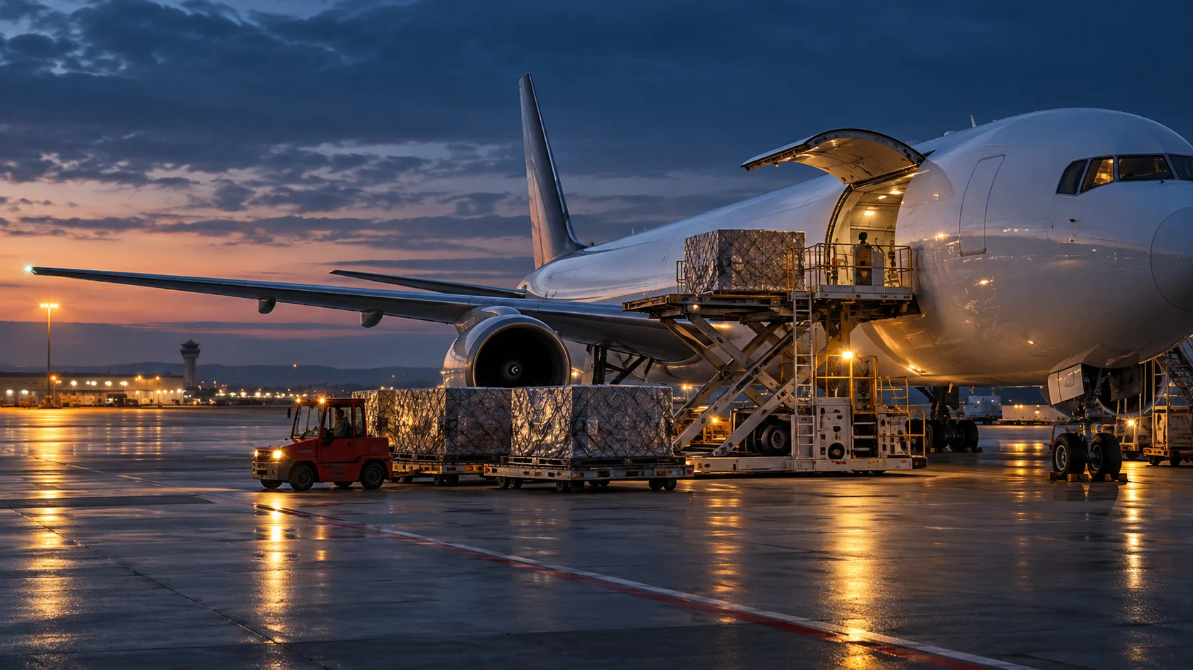 Illustrative airport cargo scene