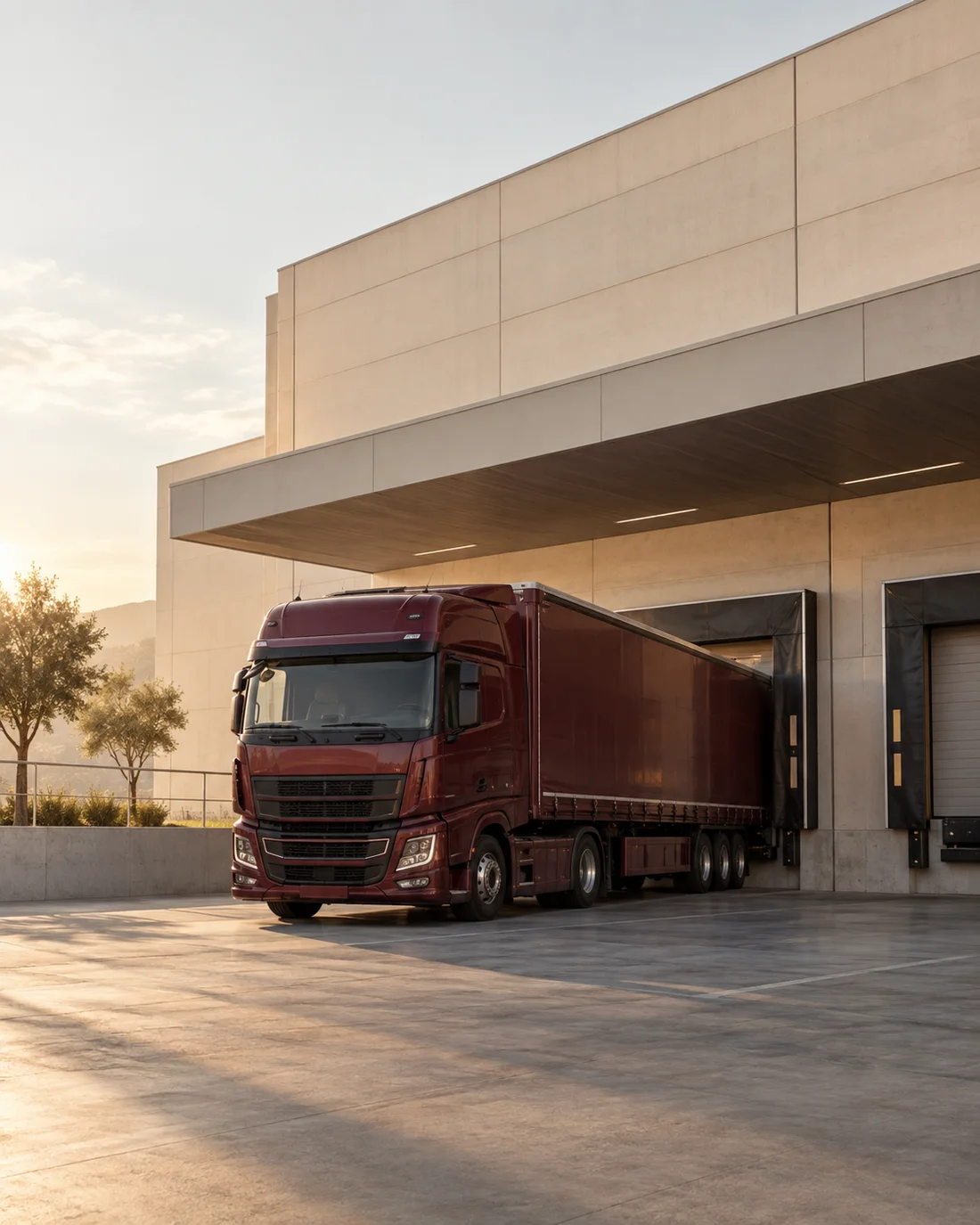 Freight truck at a warehouse